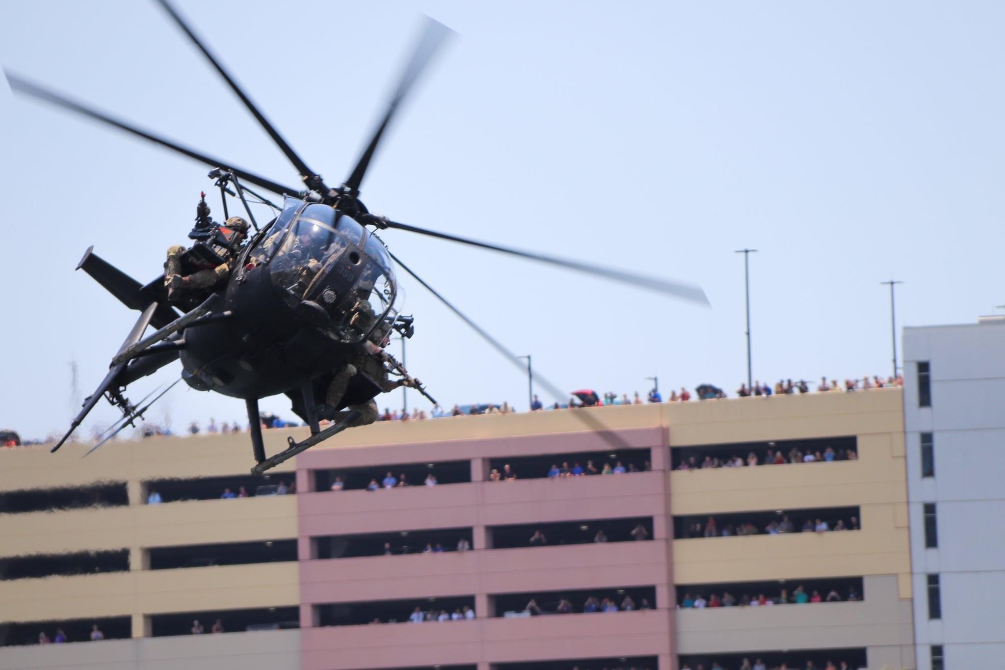 Helicopter during military demonstration