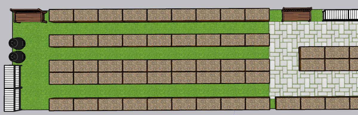 3D Rendering of the Parking Community Garden Layout