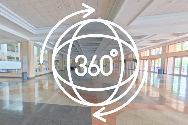 360 view icon with interior of Tampa Convention Center