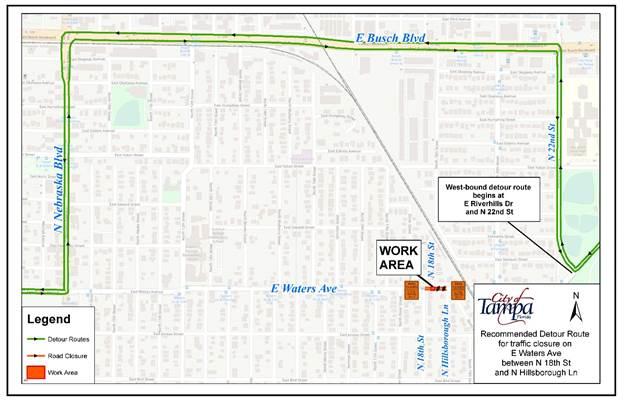 Partial closure on E Waters Avenue between N 18th Street and N ...