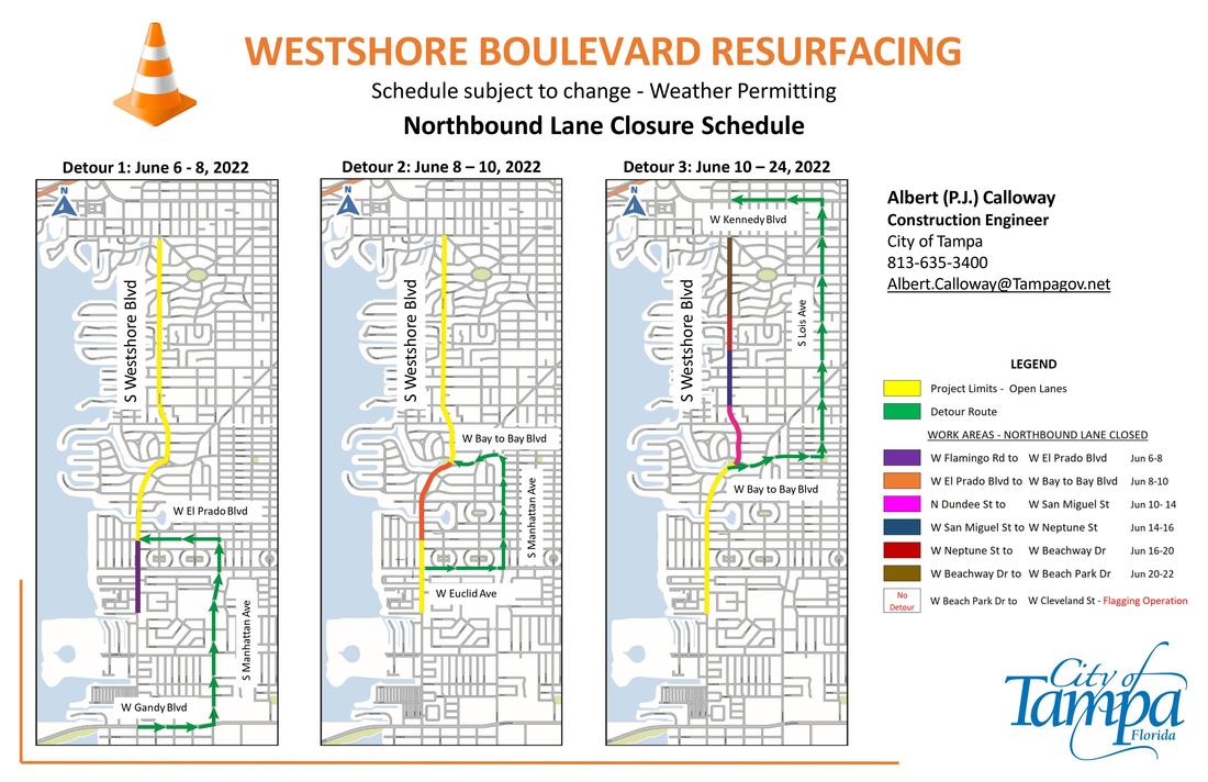 Road Closures Impacting West Shore Blvd between Kennedy Blvd and