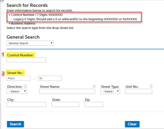 Search and Locate your Business Tax Record