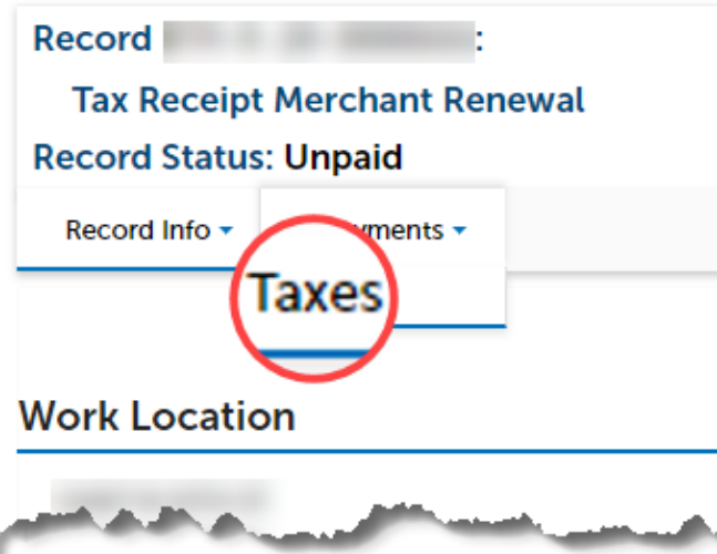 Select Payments. Select Taxes.