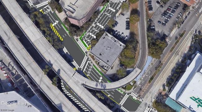 Aerial depicting proposed multi-modal improvements on Brorein St