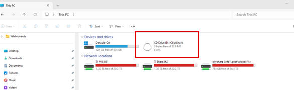 click ‘This PC’ then select ‘CD Drive (D:) ClickShare’.