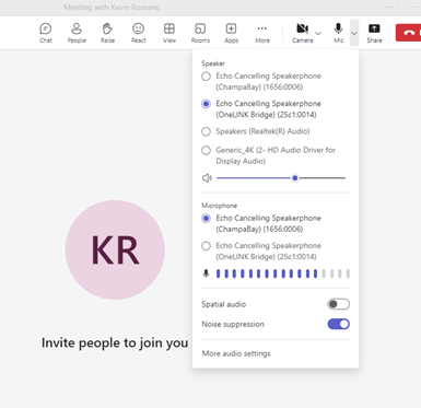 Audio Settings in Teams