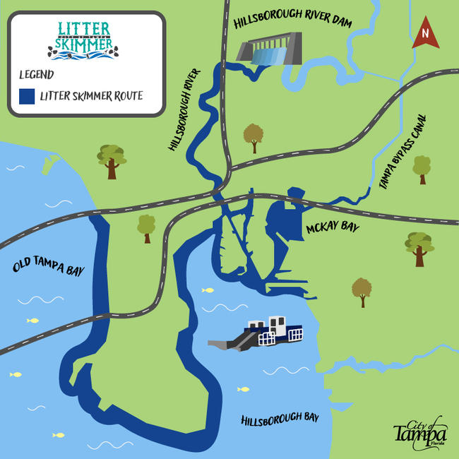 Map showing the areas where the Litter Skimmer picks up ocean debris