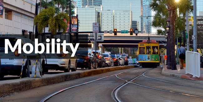 Mobility - image of street with Tampa Streetcar