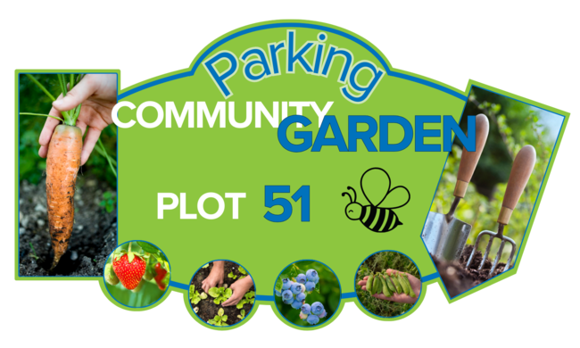 Plot marker card for the parking community garden