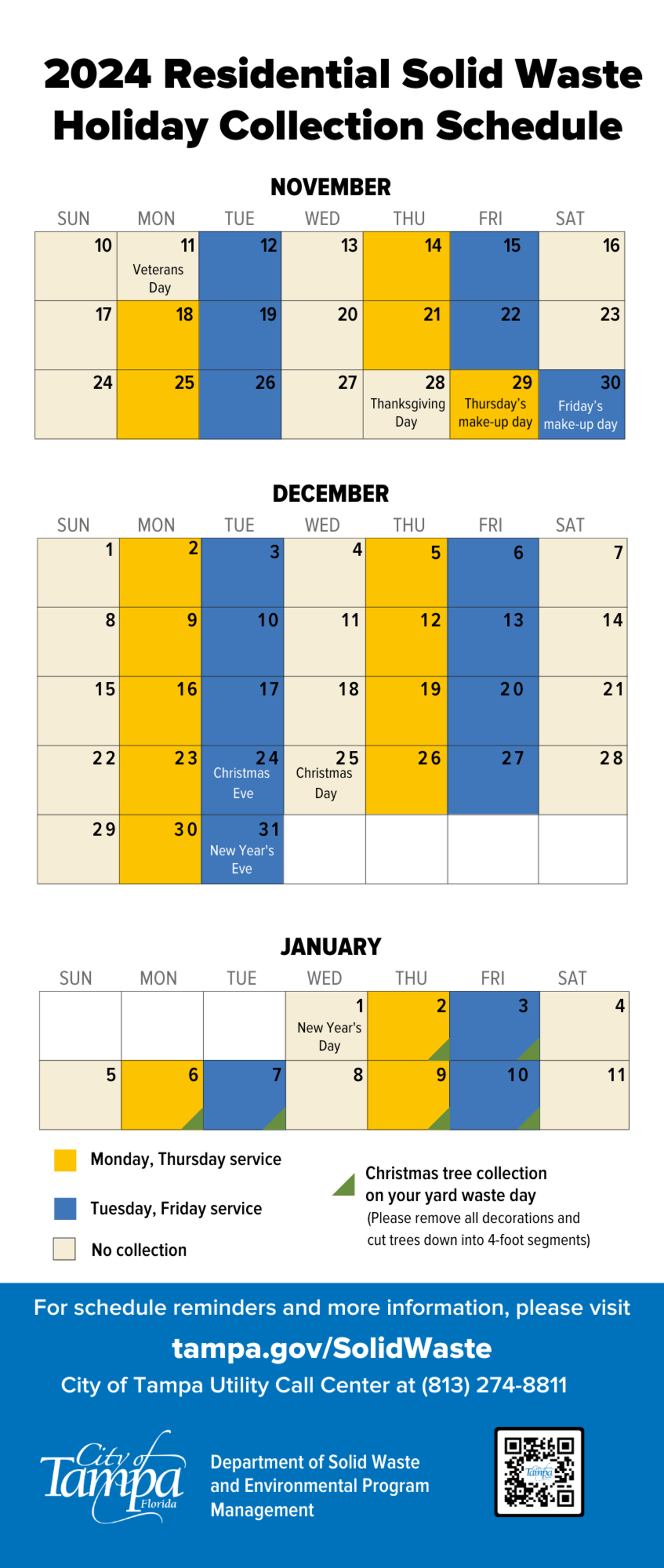 2024 Residential Solid Waste Holiday Collection Schedule.