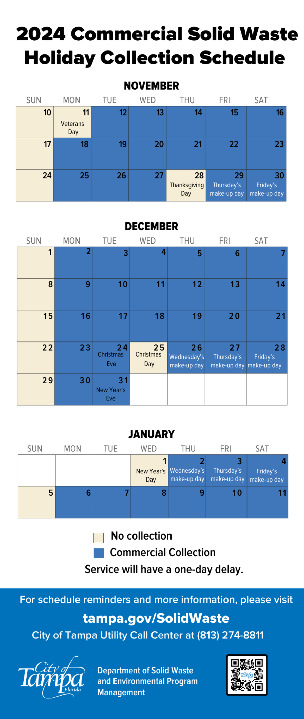 2024 Residential Solid Waste Holiday Collection Schedule.